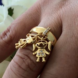 Ring boy and girl or 2 girls yellow gold plated